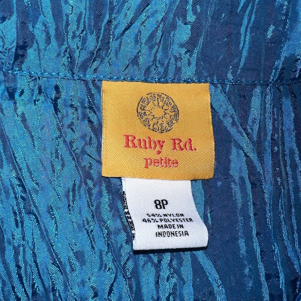 Ruby Rd. Jacket Top Shiny Blue Crinkle Look size 8P 1032 - Picture 4 of 14